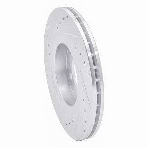 Volkswagen Golf City Brake Rotor (1) - Front Right - R1 Concepts - Drilled & Slotted - Silver - `98-`15